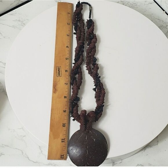 ARTISAN Coconut Shell Beaded Twist Necklace - Picture 8 of 9
